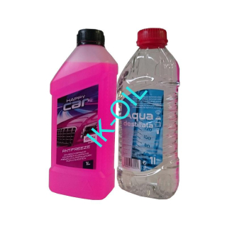 Happy Car Antifreeze G12+, 1l + Destilovaná voda 1l